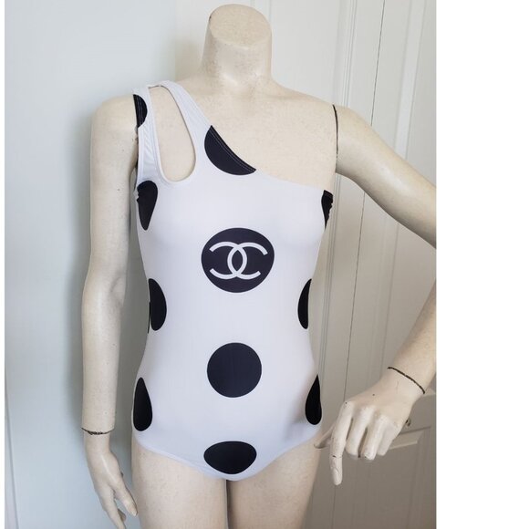 Other - BNWT Designer Polka Dot Swimsuit One piece Off shoulder